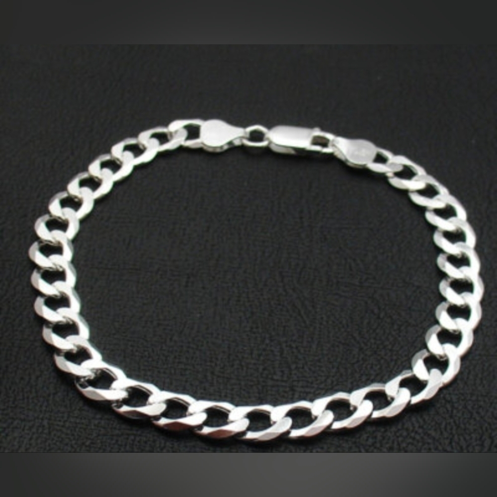 Men's Real Italian Silver Chain Bracelet